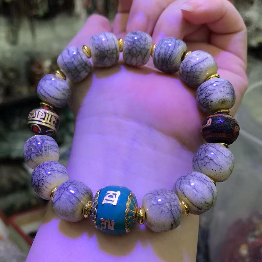 Cracked Yak Bone Barrel Bead B - Women Accessories Nepal のレビューと価格