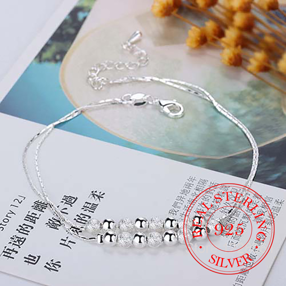 925 Silver Double Layer Beaded - Beaded Anklet Chain のレビューと価格