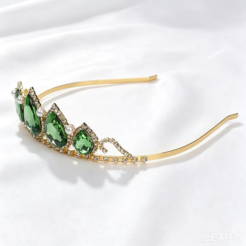 Green Water Drop Rhinestone Cr - Women'S Hair Accessories Wedding のレビューと価格