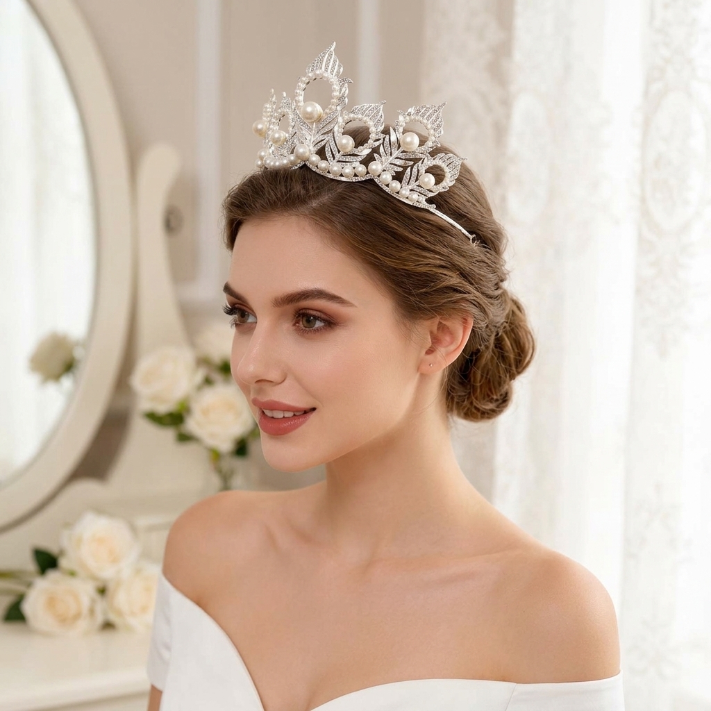 Pearl Crown Headpiece With Pea - Women'S Hair Accessories Wedding のレビューと価格