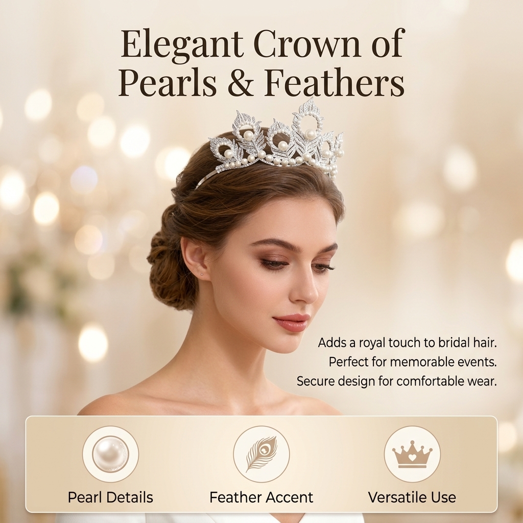 Pearl Crown Headpiece With Pea - Women'S Hair Accessories Wedding のレビューと価格